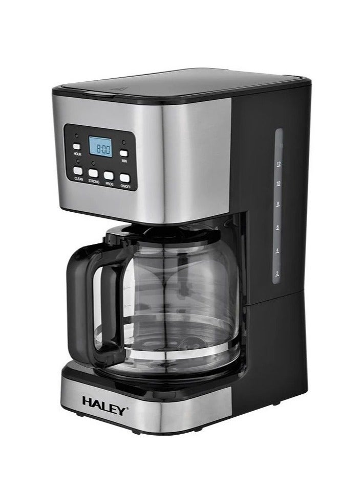 Haley Wtrtr HALEY 950W Coffee Maker/One Click Clean/Filter Coffee Machine,Drip Coffee Maker with Programmable 24hr Timer,1500ml 12 Cup Glass Carafe, 2 Years Warranty (1500ml) - Image 4