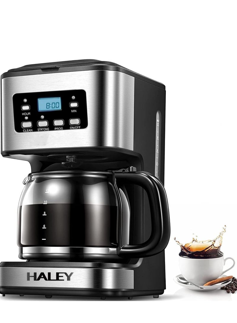 Haley Wtrtr HALEY 950W Coffee Maker/One Click Clean/Filter Coffee Machine,Drip Coffee Maker with Programmable 24hr Timer,1500ml 12 Cup Glass Carafe, 2 Years Warranty (1500ml) - Image 1