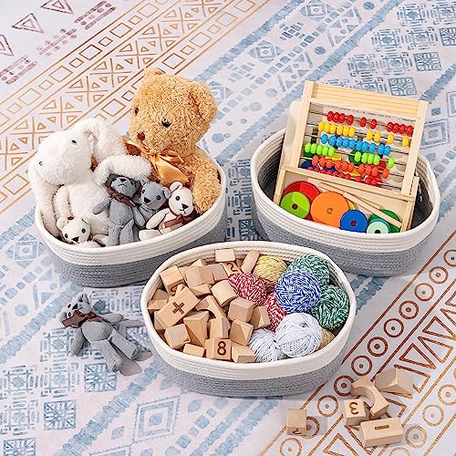 CubesLand Cube Shelf Storage Baskets for Organizing, Woven Shelf, Closet Bins Shelves Toy Basket Box Nursery Baby 2 Packs Organization Off White/Light Gray - Image 2