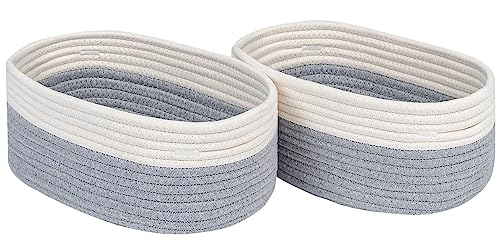 CubesLand Cube Shelf Storage Baskets for Organizing, Woven Shelf, Closet Bins Shelves Toy Basket Box Nursery Baby 2 Packs Organization Off White/Light Gray - Image 1