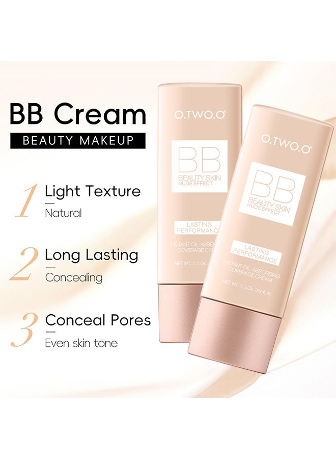 أو.تو.أو بي بي بيوتي سكين تأثير العاري، كريم بي بي كريم أساس ملون للبشرة، كونسيلر تغطية كاملة خفيف الوزن بمظهر مطفي، أداء طويل الأمد، كريم يمتص الزيت فوراً، يوحّد لون البشرة، يتحكم في الزيوت ويغطي العيوب، لمسة نهائية طبيعية - أبيض عاجي - Image 3