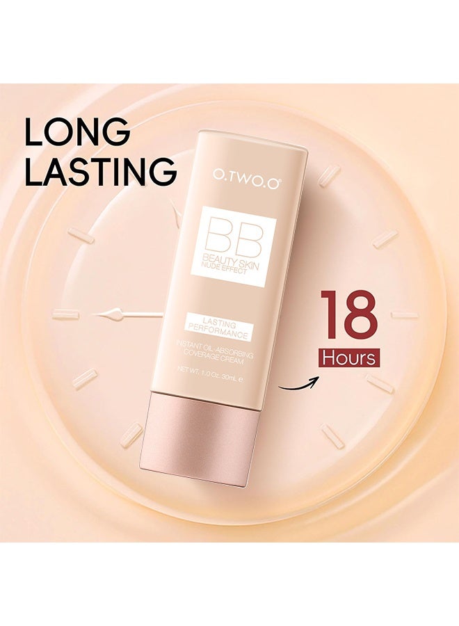 أو.تو.أو بي بي بيوتي سكين تأثير العاري، كريم بي بي كريم أساس ملون للبشرة، كونسيلر تغطية كاملة خفيف الوزن بمظهر مطفي، أداء طويل الأمد، كريم يمتص الزيت فوراً، يوحّد لون البشرة، يتحكم في الزيوت ويغطي العيوب، لمسة نهائية طبيعية - أبيض عاجي - Image 4