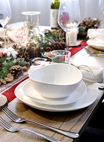 Sweese 6 Inch Porcelain 18 oz Bowls Set of 6  for Soup | Cereal | Fruits | Rice - Microwave  Dishwasher  and Oven Safe - White - Image 2