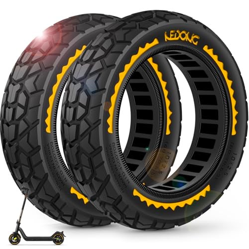BANGTING 2PCS 60/70-6.5 Scooter Tire Tubeless - 10x2.50 Front or Rear Replacement Puncture-Proof Solid Tires, 10x2.50-6.5 Airless Off-Road Tire for Segway G30/G30D/G30LP/G30D II (Yellow) - Image 1
