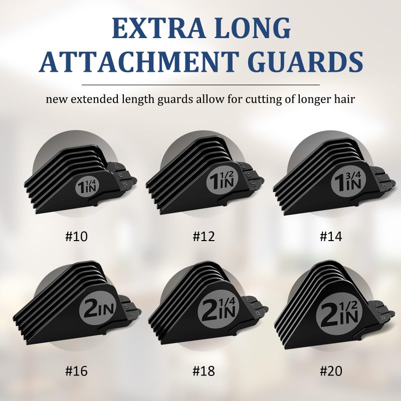 CR8GR8 Clipper Guards Set 10 12 14 16 18 20 Compatible with Wahl Clippers, 6pcs Extra Long Clipper Guides Replacement - 2.5", 2.25", 2", 1.75", 1.5", 1.25" Hair Guard Clipper, Black Clipper Guards for Wahl - Image 5
