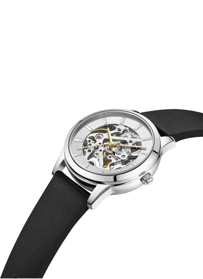 Kenneth Cole New York Kenneth Cole New York 36mm Automatic Women's Watch with Silver Dial & Black Genuine Leather Strap