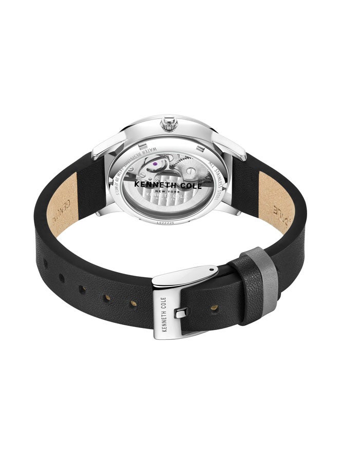 Kenneth Cole New York 36mm Automatic Women's Watch with Black Genuine Leather Strap - Image 3
