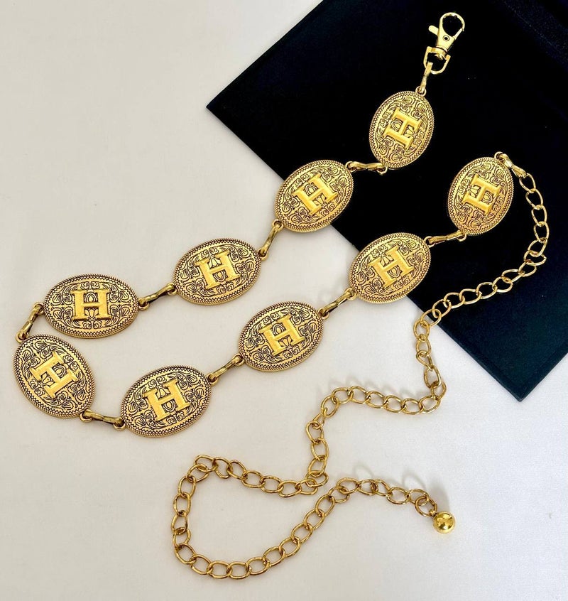 حزام وسط معدن ذهبي حريمي - H - Image 1