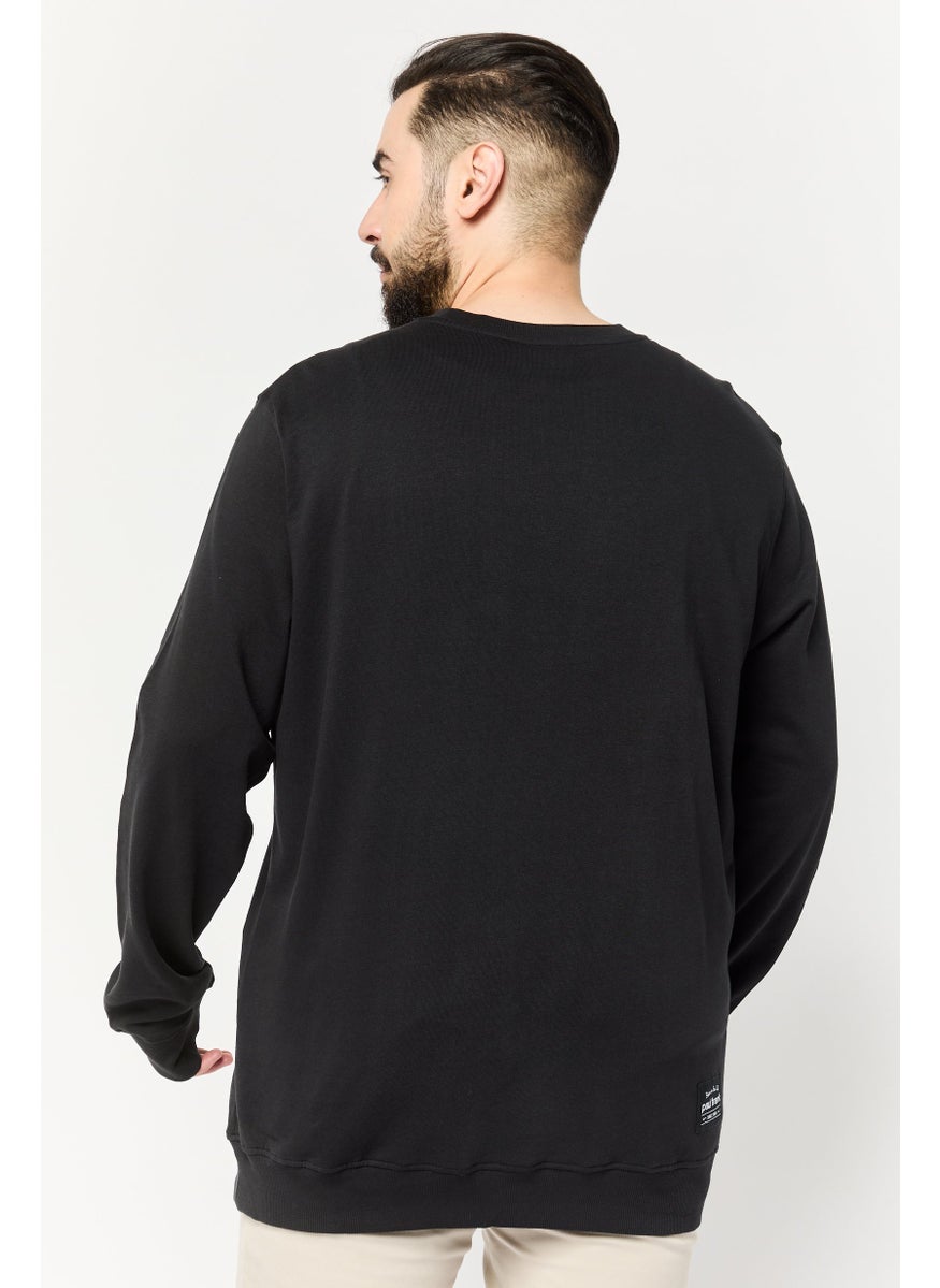 Paul Frank Men Crew Neck Long Sleeves Graphic Print Sweatshirt, Black  - Image 3