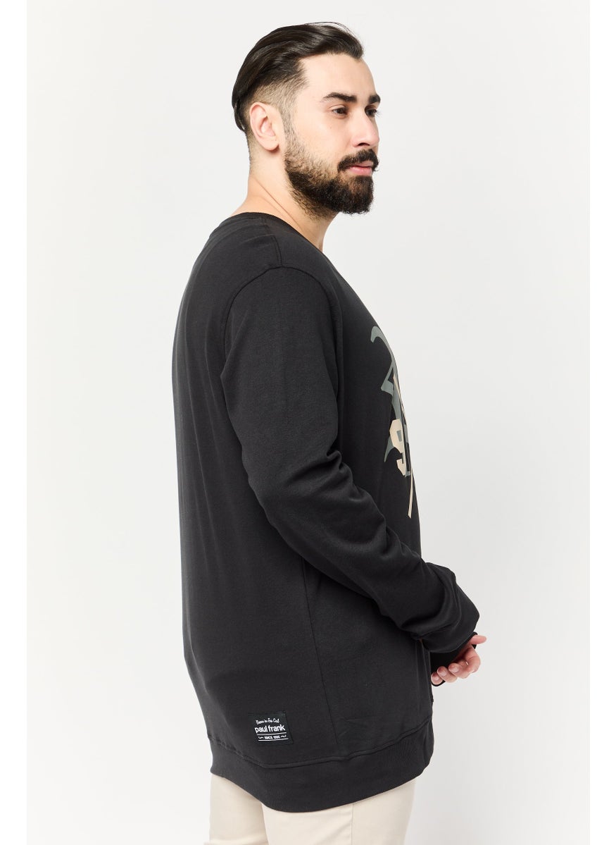 Paul Frank Men Crew Neck Long Sleeves Graphic Print Sweatshirt, Black  - Image 2