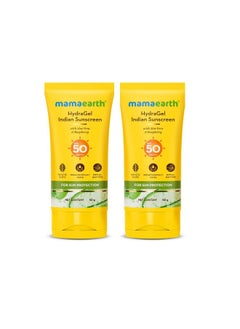Mamaearth Hydragel Indian All Skin Type Sunscreen Spf 50 & Pa++++, With Aloe Vera & Raspberry, For Sun Protection - 50G Pack Of 2  - Image 1