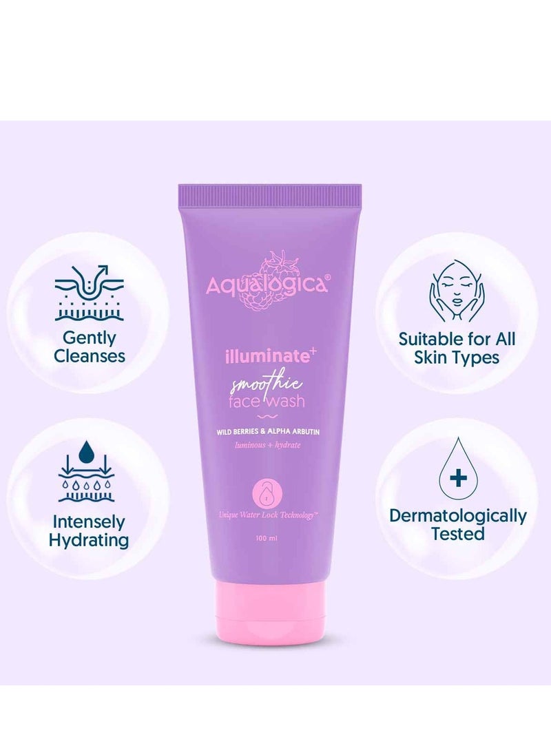 Aqualogica Aqualogica Iiiuminate Smoothie Face Wash with Wild Berries Alpha Arbutin for Gently Exfoliates 100ml  - Image 2