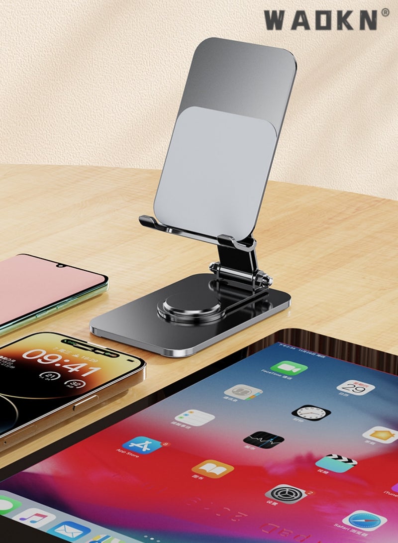 WAOKN Phone Stand, Premium Metal Phone Holder for Desk, Height Adjustable Mobile Stand Foldable iPhone Holder Compatible with Most Phones, iPhone 15 Pro/Pro Max, Samsung Galaxy, Tablet/iPad Black - Image 5