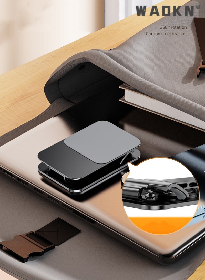 WAOKN Phone Stand, Premium Metal Phone Holder for Desk, Height Adjustable Mobile Stand Foldable iPhone Holder Compatible with Most Phones, iPhone 15 Pro/Pro Max, Samsung Galaxy, Tablet/iPad Black - Image 3