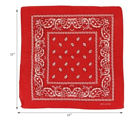 DIKHAWA Unisex Soft Breathable Cotton Paisley Printed Cowboy Bandanas,Headband,Scarf (RED,ROYAL BLUE,WHITE,NAVY_50CM X 50CM_Pack of 4) - Image 2