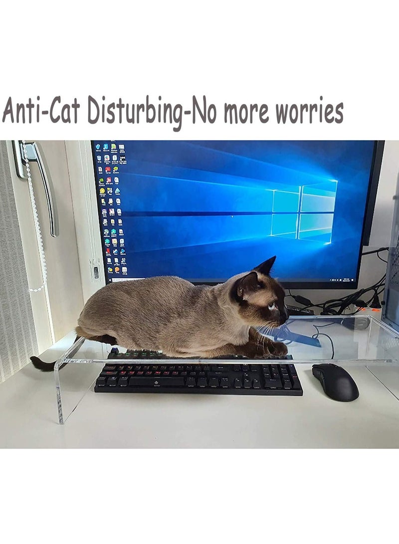 TPGP Clear Acrylic Keyboard Cover Protector Anti-Cat,2 in 1 Keyboard Bridge Protector and Monitor Stand - Image 5