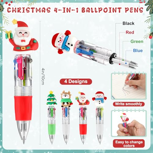 Sayglossy 36 Sets Christmas Ballpoint Pens Gift Positive Card 4in1 Multicolor Retractable Xmas Pens Classroom Prizes Christmas Goodie Bags Stocking Stuffers for Student Friends School Party Favor - Image 3