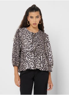 Ginger Leopard Print Tie Up Blouse  - Image 1