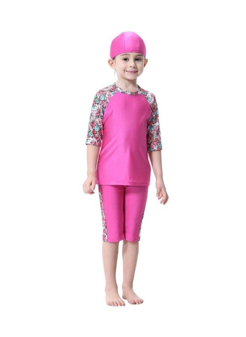 3-Piece Short Sleeve Flower Pattern Burkini Pink/Green/Red - pzsku/ZA417D1529356B7EF5A3AZ/45/_/1655493284/9c97e879-0a67-4a35-b18a-edbaf54ee215