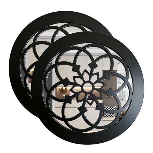 HMANGE Set of 2 Boho Round Wall Mirror Circle Matte White Metal Shatterproof Hanging for Wall Decor Modern Farmhouse Rustic Vintage Accent for Living Room Dining Room Bathroom Entryway - Image 1