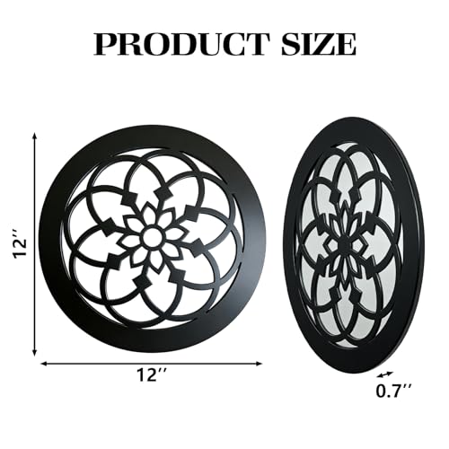 HMANGE Set of 2 Boho Round Wall Mirror Circle Matte White Metal Shatterproof Hanging for Wall Decor Modern Farmhouse Rustic Vintage Accent for Living Room Dining Room Bathroom Entryway - Image 3