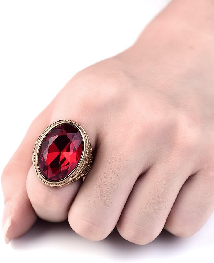 MASOP Big Crystal Cocktail Mens Rings Stainless Steel Jewelry Luxury Red Stone Fashion Party Ring - Image 5