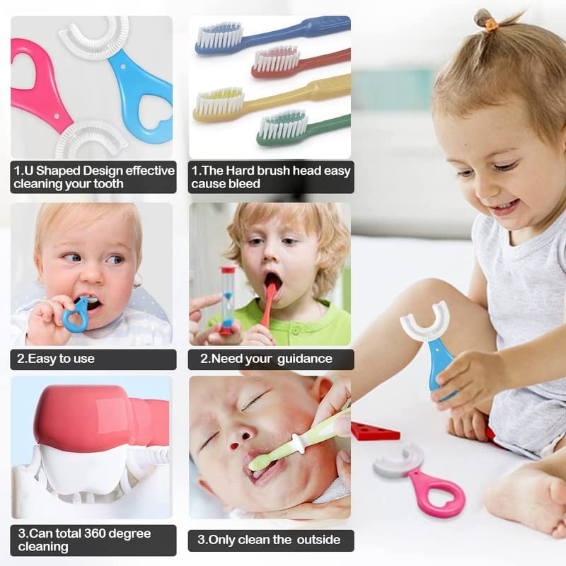 RAJ ENTERPRISE U Shaped Toothbrush for Kids, 2-6 Years Kids Baby Infant manual Toothbrush, Food Grade Ultra Soft Silicone Brush Head, Whole Mouth Cleaning Tool - Image 4
