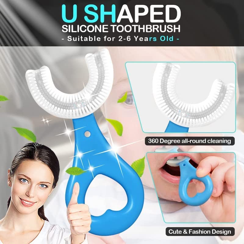 RAJ ENTERPRISE U Shaped Toothbrush for Kids, 2-6 Years Kids Baby Infant manual Toothbrush, Food Grade Ultra Soft Silicone Brush Head, Whole Mouth Cleaning Tool - Image 5