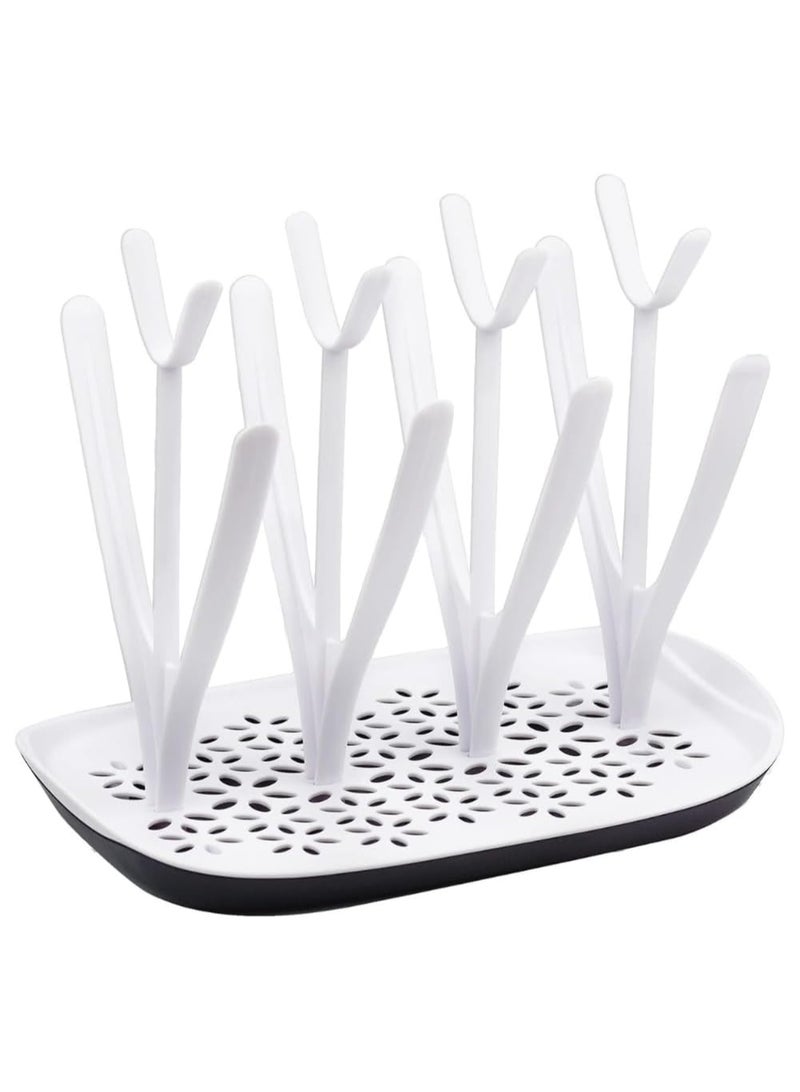 TEGRILO Baby Bottle Drying Rack Baby Bottle Holder Baby Bottle Dry Rack with Removable Water Tray (White) - Image 1