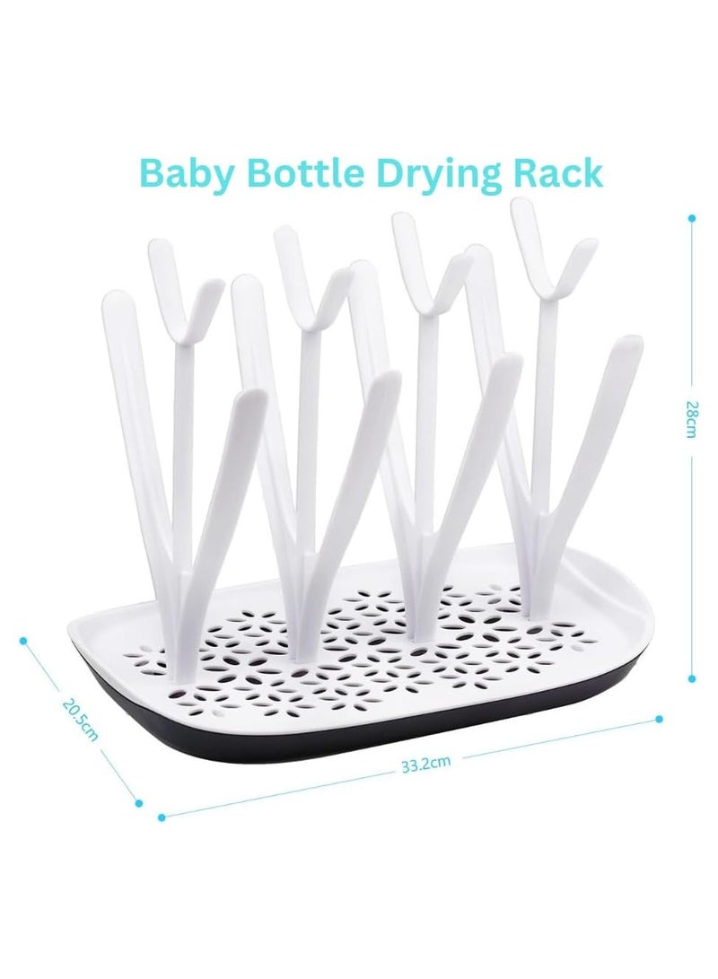 TEGRILO Baby Bottle Drying Rack Baby Bottle Holder Baby Bottle Dry Rack with Removable Water Tray (White) - Image 2
