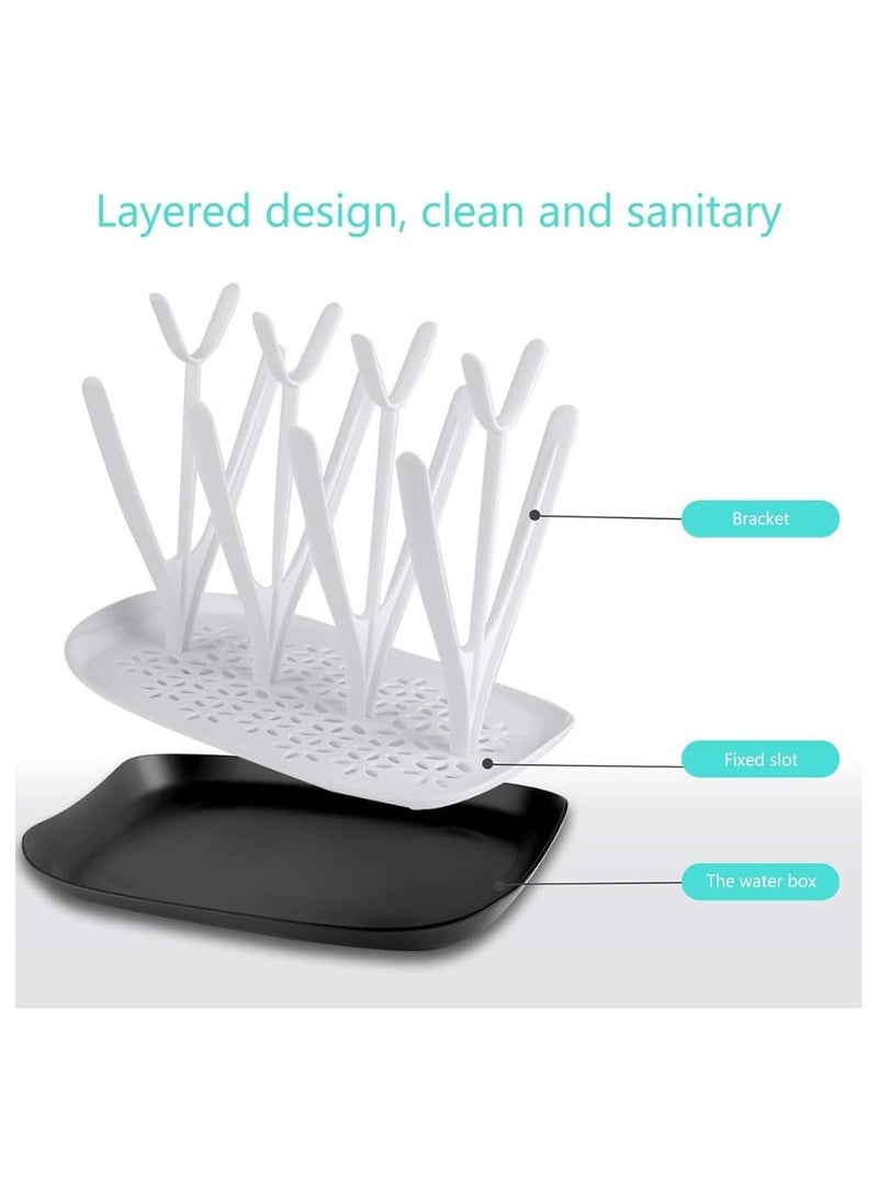 TEGRILO Baby Bottle Drying Rack Baby Bottle Holder Baby Bottle Dry Rack with Removable Water Tray (White) - Image 3