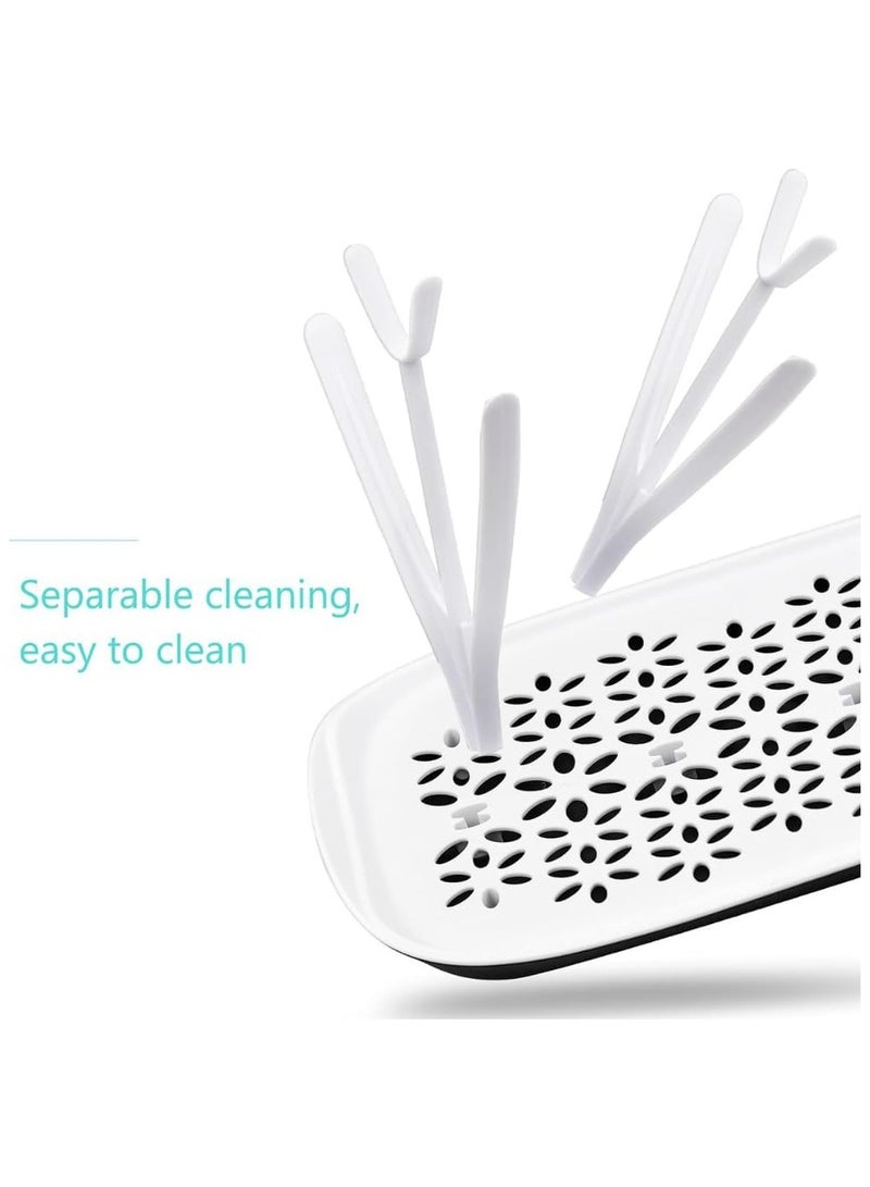 TEGRILO Baby Bottle Drying Rack Baby Bottle Holder Baby Bottle Dry Rack with Removable Water Tray (White) - Image 4
