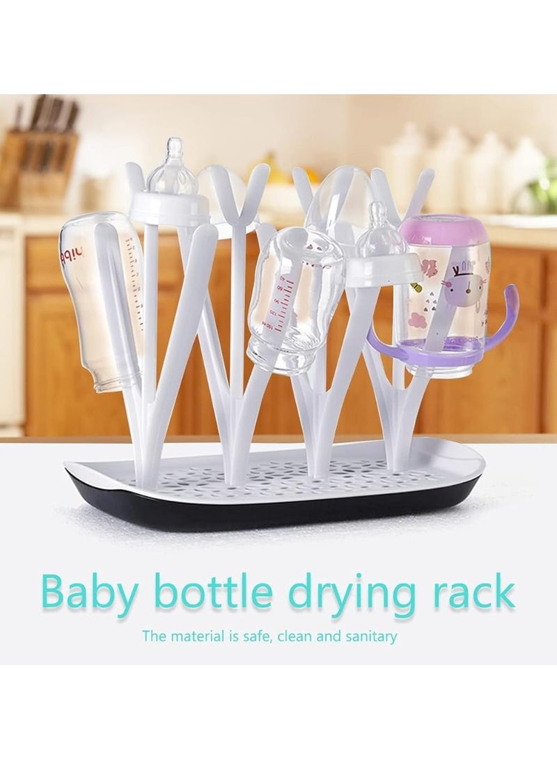 TEGRILO Baby Bottle Drying Rack Baby Bottle Holder Baby Bottle Dry Rack with Removable Water Tray (White) - Image 5