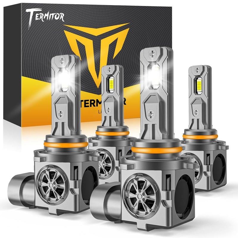 Termitor 9005 9006 Light Bulbs Combo, 120,000LM 12X Super Bright HB3 HB4 Fog Lights 6500K Cool White, 1:1 Halogen Mini Size, 70,000Hrs Lifespan, Plug and Play, Pack of 4 - Image 1