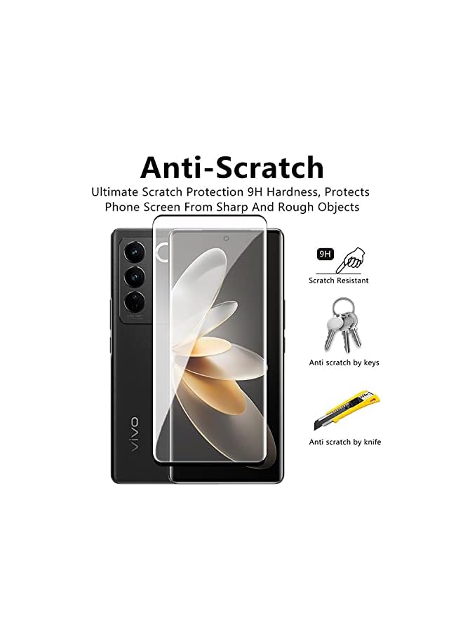 erorex Hugewth Compatible For Vivo V27 5G Screen Protector With Camera Lens Protector,Hd Scratch Resistant No Bubbles Tempered Glass Film (Black) - Image 4