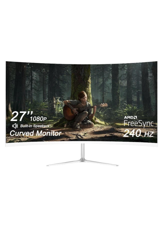 JN 27" Gaming Monitor Full HD 1080P 1920x1080 240Hz, DP1.4, HDMI2.1, FreeSync & G-Sync Compatible, 1ms (VRB), Curved VA Screen - Image 1
