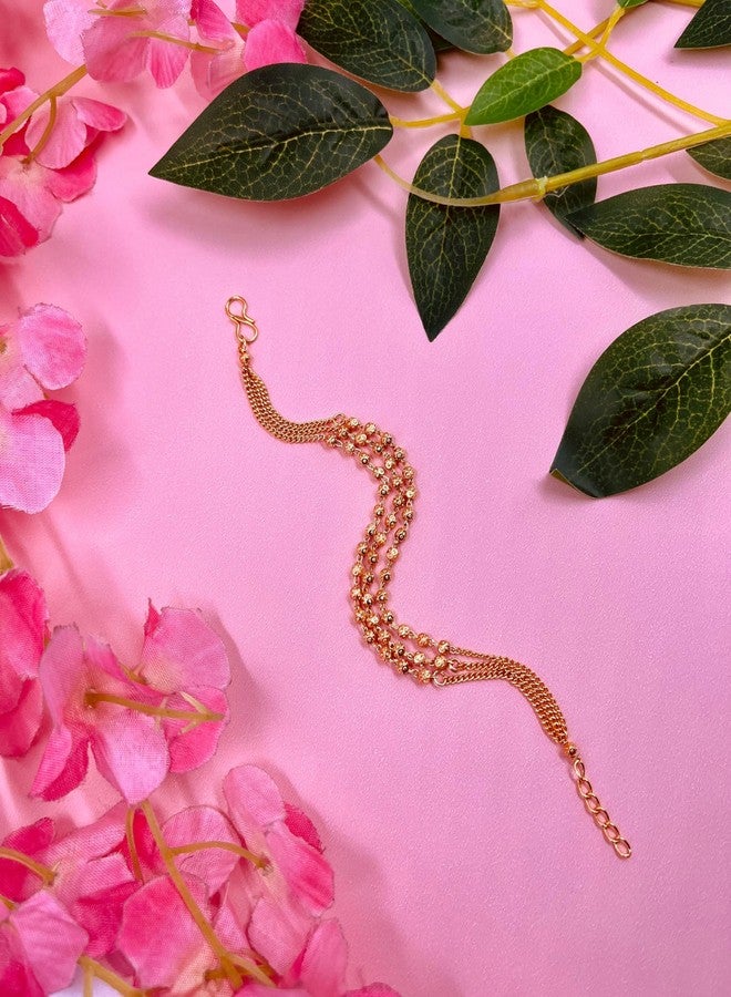 JHB Gold plated Brass and Bracelet for Women (Golden) - Image 3