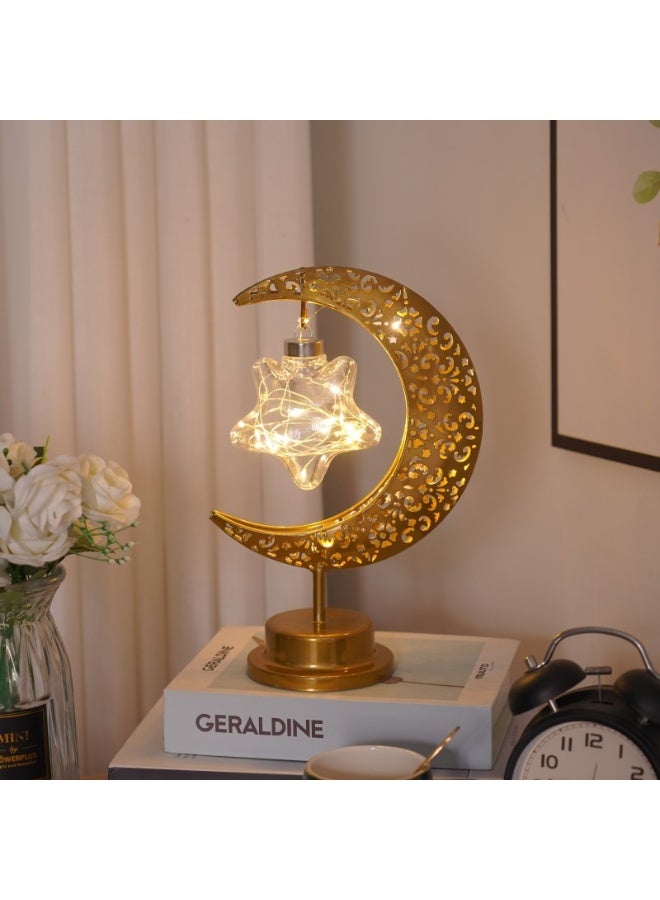 Yakiter Moon Star Lamp,Ramadan Decorations for Home,Eid Mubarak Decorations,Ramadan Lights Decorations,Enchanted Lunar Lamp,Ramadan Home Table Decor,Galaxy Light,Moon Night Light,Battery Operated Lamp - Image 1