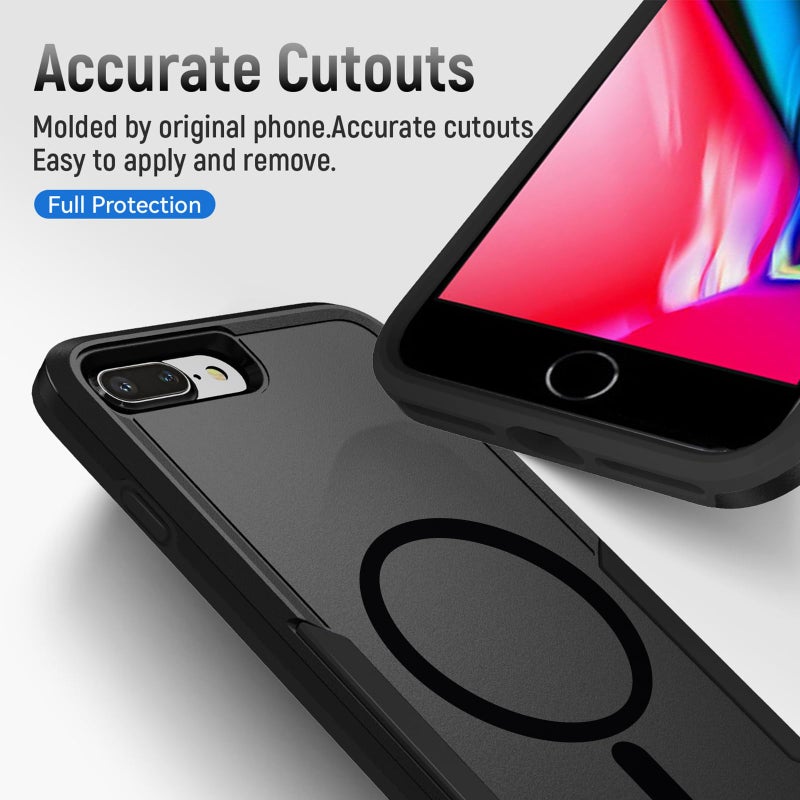 Teayoha for iPhone 8 Plus Case, Designed for iPhone 7 Plus Case,[Compatible with Magsafe] [Military Grade Drop Tested] Shockproof Tough Rugged Protective Phone Case 5.5-inch (Black) - Image 5