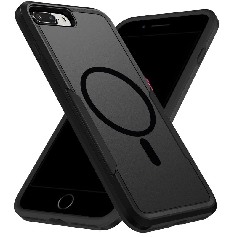 Teayoha for iPhone 8 Plus Case, Designed for iPhone 7 Plus Case,[Compatible with Magsafe] [Military Grade Drop Tested] Shockproof Tough Rugged Protective Phone Case 5.5-inch (Black) - Image 1