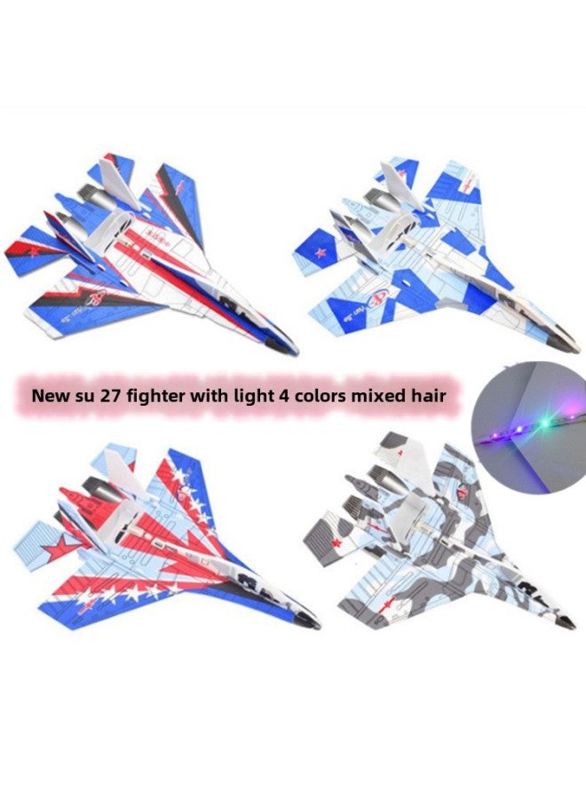 طائرة إسفنجية كهربائية قابلة لإعادة الشحن عبر USB، طائرة شراعية ذات سطحين في الهواء الطلق للأطفال، نموذج طيران مُجمَّع - اللون: ذو سطحين مع ضوء - Image 3