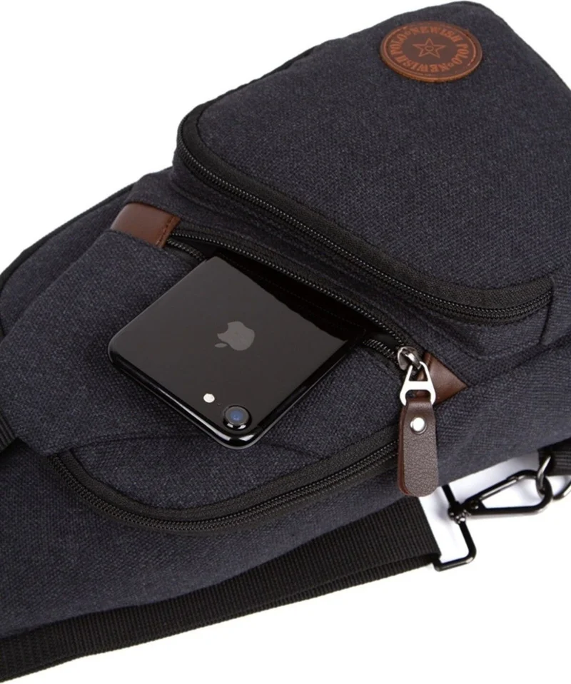 Avca Unisex Canvas Cross Strap Waist Shoulder Bag with USB Headphone Outlet