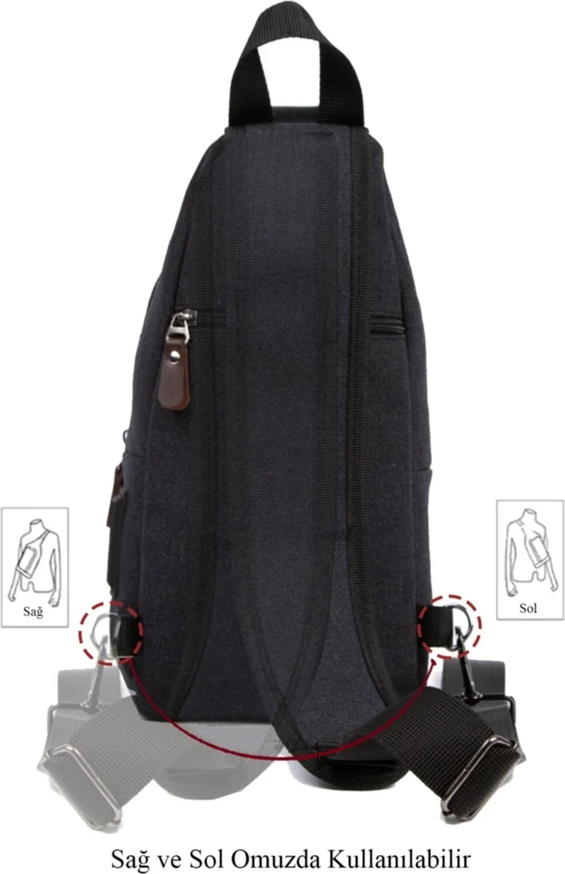 Avca Unisex Canvas Cross Strap Waist Shoulder Bag with USB Headphone Outlet