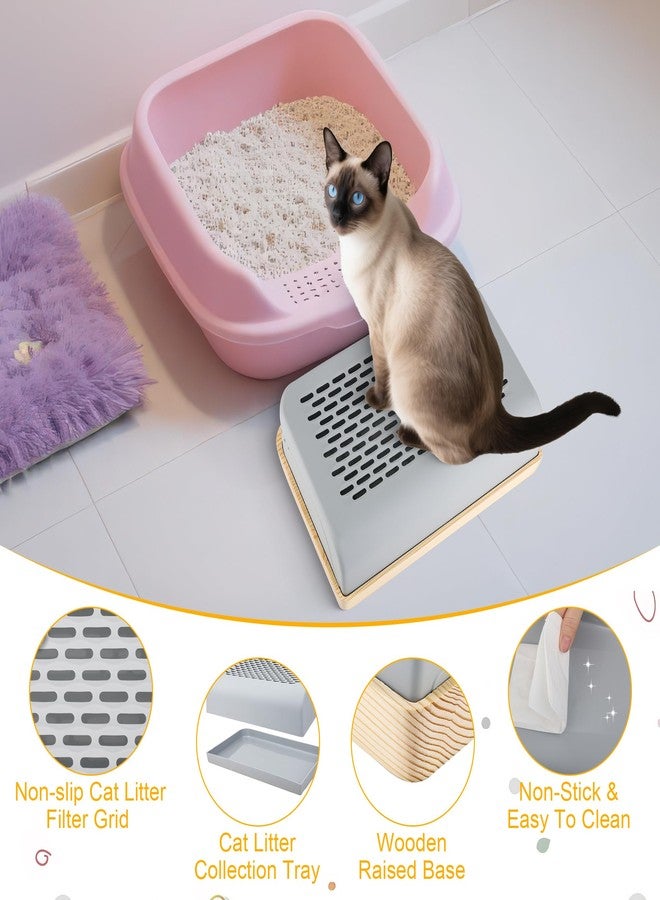 Catcan Cat Ramp for Litter Box with Wooden Base, Catcan Litter Box Step with Filter Function Double Layered Self-Cleaning Cat Litter Trapper for Small & Elderly Cats - Image 4