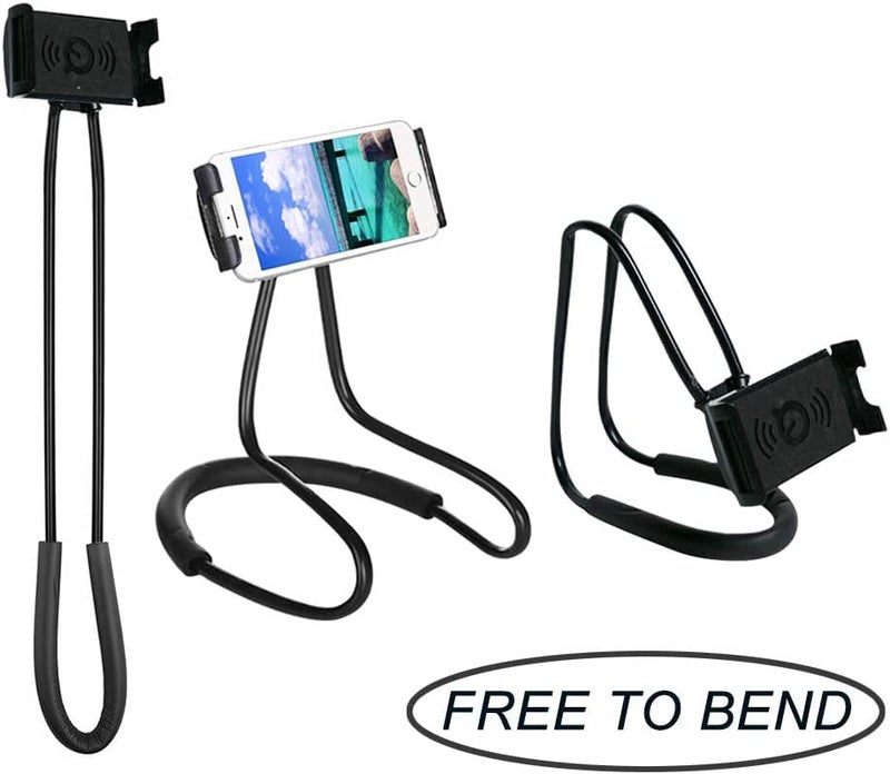 CELLMASTER Lazy Neck Phone Holder, Neck Hanging Mobile Cell Phone Stand, Flexible Rotating Mounts for Smartphones (Black) - Image 3