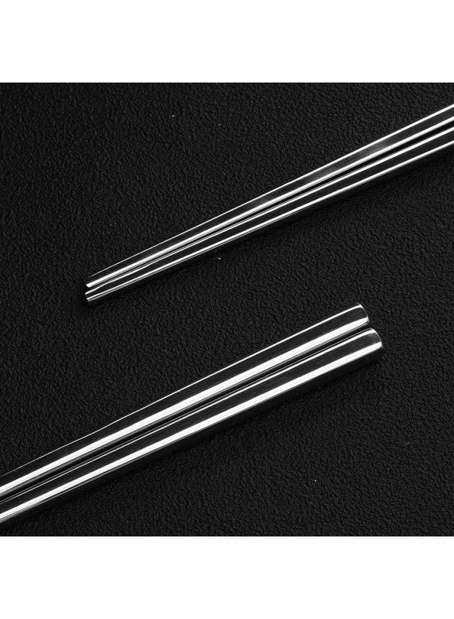 Korean-style 304 Stainless Steel Chopsticks Lengthened Home Children's Hotel Stall Heat Insulation Anti-mildew Anti-slip Hot Pot Chopsticks Logo-Color:Light Body-Specifications:23.5cm (household)/pair  - Image 1