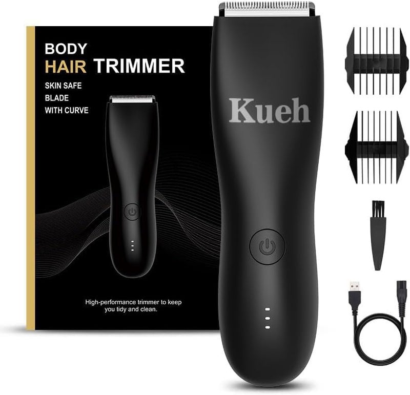 Kueh Body Trimmer for Men and Women, Ball Shaver, Electric Groin & Pubic Hair Trimmer, Waterproof Wet/Dry Groomer, Replaceable Ceramic Male Hygiene Razor Clippers - Image 1