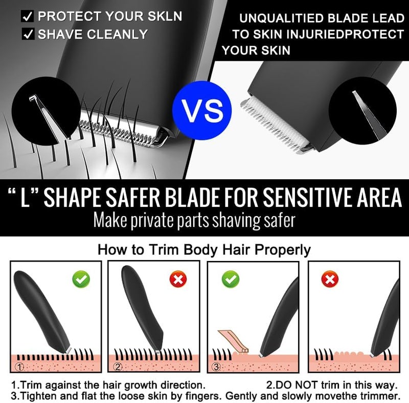 Kueh Body Trimmer for Men and Women, Ball Shaver, Electric Groin & Pubic Hair Trimmer, Waterproof Wet/Dry Groomer, Replaceable Ceramic Male Hygiene Razor Clippers - Image 5
