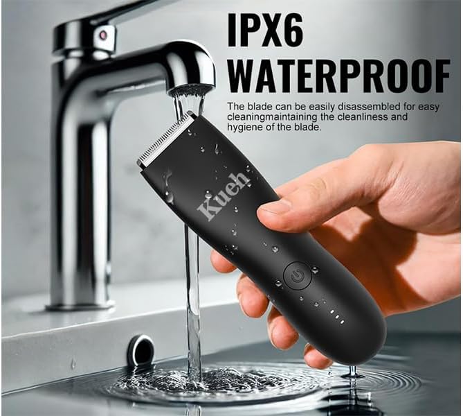 Kueh Body Trimmer for Men and Women, Ball Shaver, Electric Groin & Pubic Hair Trimmer, Waterproof Wet/Dry Groomer, Replaceable Ceramic Male Hygiene Razor Clippers - Image 4