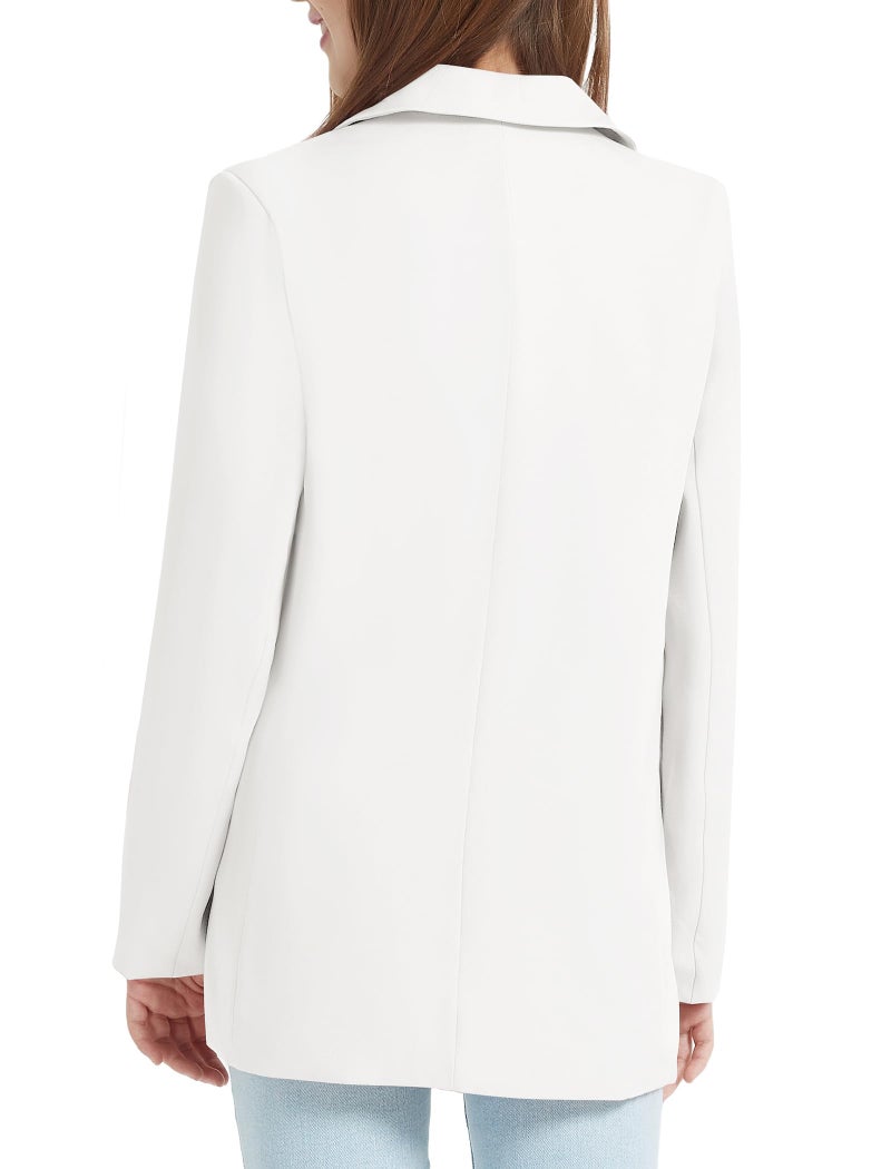 EXARUS Girls Blazer Kids Blazers Jacket Teen Suit Casual White Blazer Long Sleeve Open Front Button Formal Lapel Collar with Inner Pockets School 12Y - Image 2